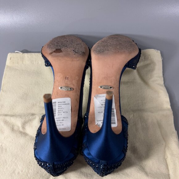 Badgley Mischka | Shoes | Nwt Badgley Mischka Marla Navy  Badgley Mischka Marla Embellished Peep-Toe Evening Pumps, Size 10
